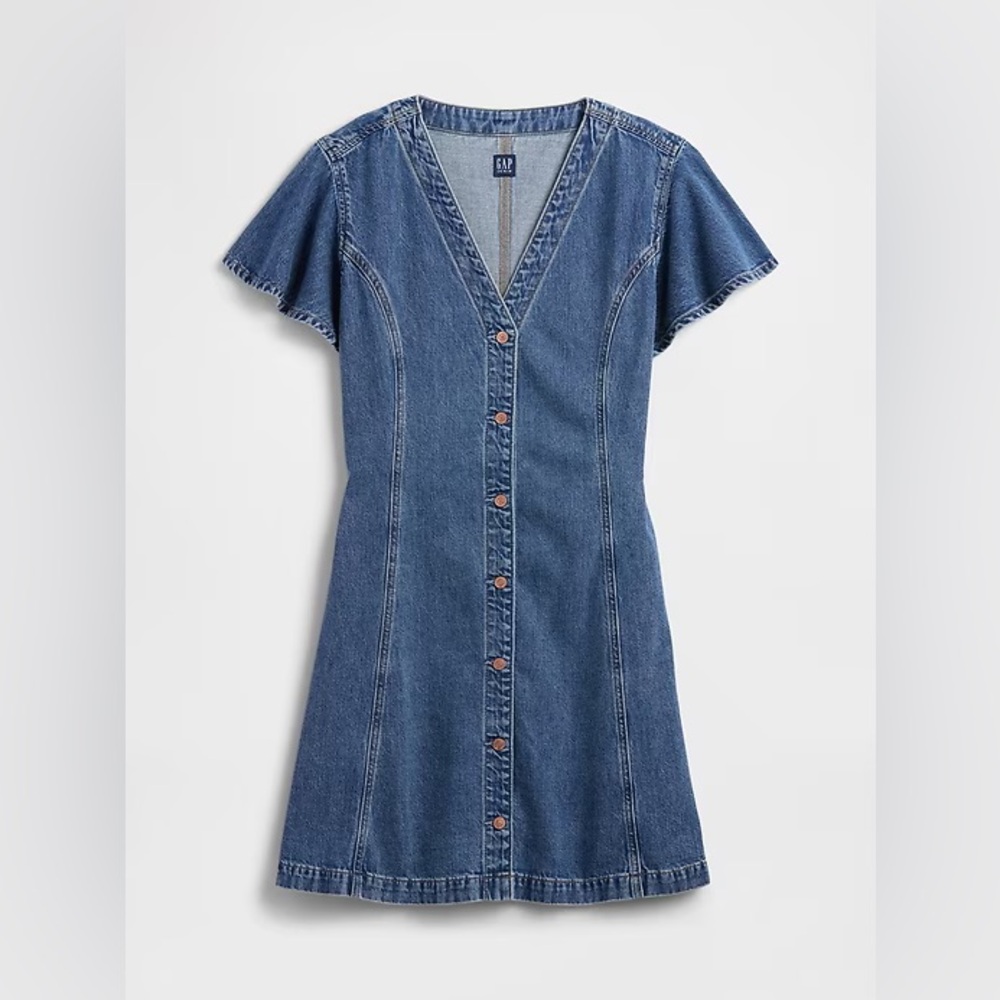 GAP Denim Flutter Sleeve Mini Dress